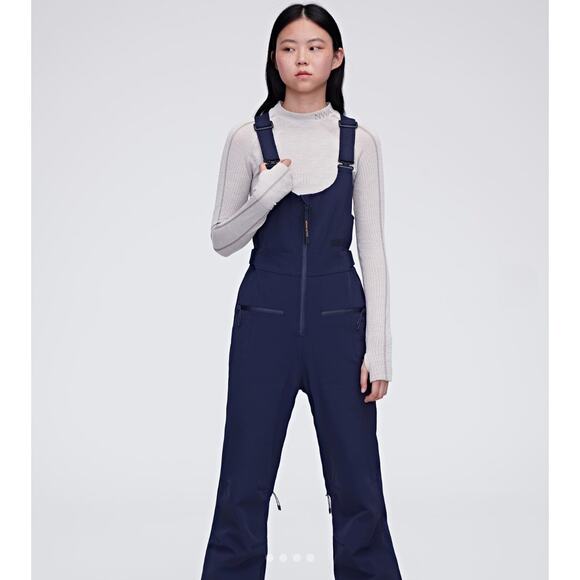 Neiwai Waterproof Windproof Flare Bib Snow Pants Midnight Navy (M) NWT
